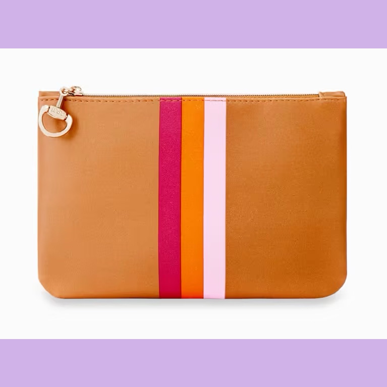 3 For $16 - New Ipsy Striped Tan Cosmetic Bag